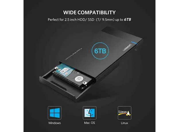 მყარი დისკის ქეისი UGREEN US221 (50743) 2.5 inch Hard Dish box Type C Port, 5 image