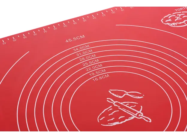 ცომის საზომი Silicone mat  Ardesto Tasty baking 50*60CM, red, silicon, 3 image