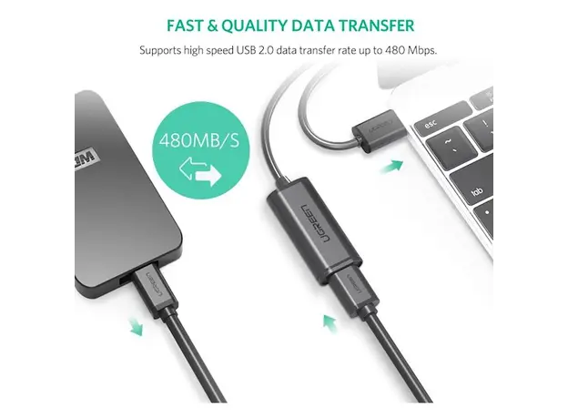 USB დამაგრძელებელი UGREEN (10321) USB Male to USB Female Active Extension Cable with Chipset 10m (Black), 3 image