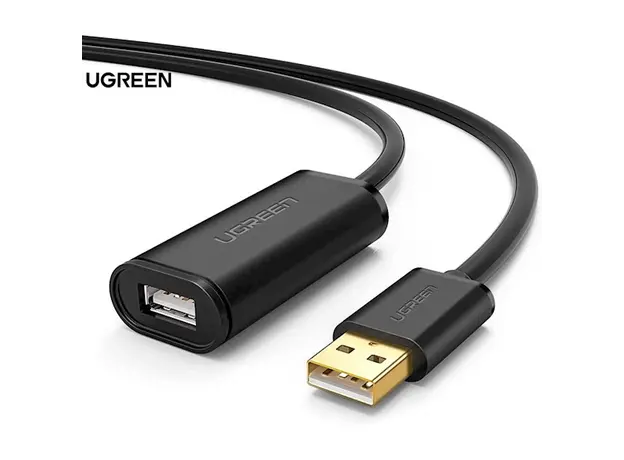 USB დამაგრძელებელი UGREEN (10321) USB Male to USB Female Active Extension Cable with Chipset 10m (Black), 2 image