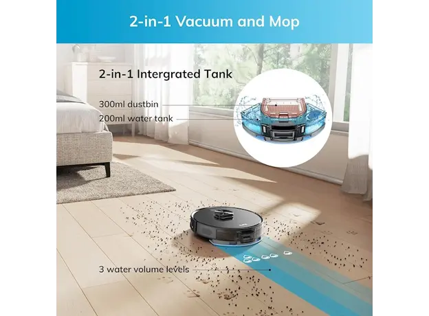 რობოტი მტვერსასრუტი Ilife A20, 4000Pa Laser Navigation Robotic Vacuum & Mop With APP Control, Black, 4 image
