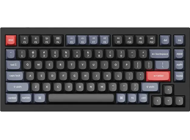 კლავიატურა Keychron Q1 QMK Custom HotSwappable Gateron Phantom Red Switch Mechanical Keyboard Full Assembled Carbon Black RGB with Knob Russian Layout, 2 image
