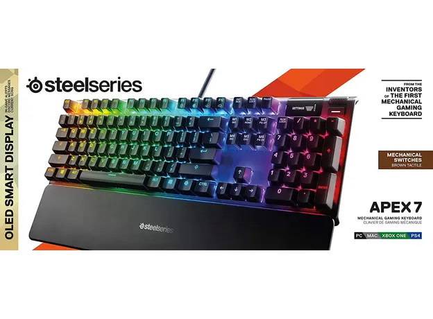 კლავიატურა SteelSeries Keyboard Apex 7 RGB 106key Brown Switch USB EN Black, 4 image