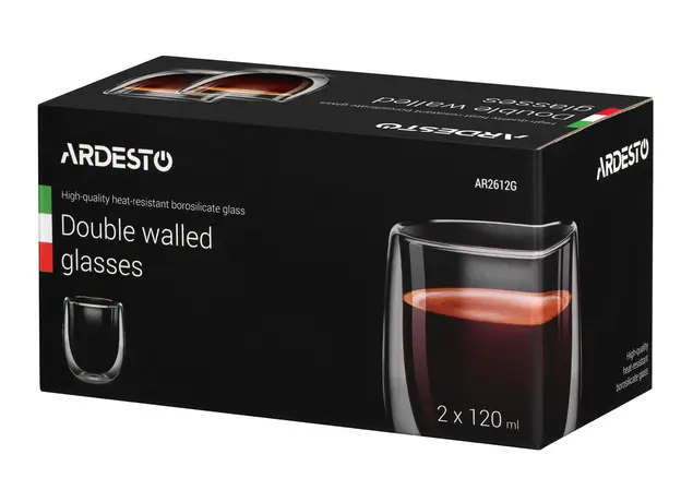 ამერიკანოს ჭიქა ARDESTO Double wall borosilicate glass mug set Ardesto, 120 ml, 2 pcs, 3 image