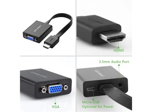 HDMI გადამყვანი UGREEN MM103 (40248) HDMI to VGA Converter 25cm (Black), 3 image