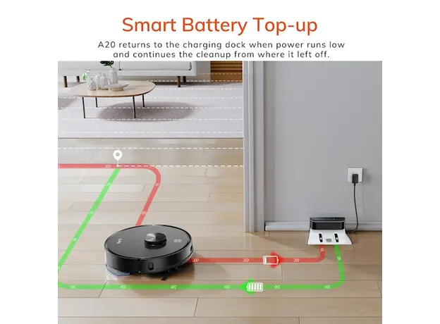 რობოტი მტვერსასრუტი Ilife A20, 4000Pa Laser Navigation Robotic Vacuum & Mop With APP Control, Black, 5 image