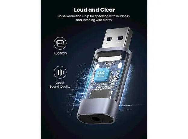 USB ხმის ბარათი UGREEN USB 2.0 to 3.5mm Audio Adapter (CM383) 80864, 5 image