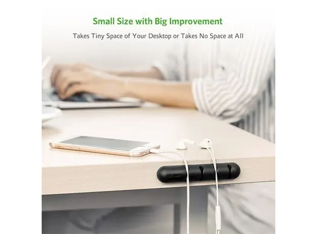 კაბელების მენეჯერი UGREEN LP114 (30762) Cable organizer 2 Pack silicone usb cable winder flexible cable control cable with clips holder for mouse headphones Black, 5 image