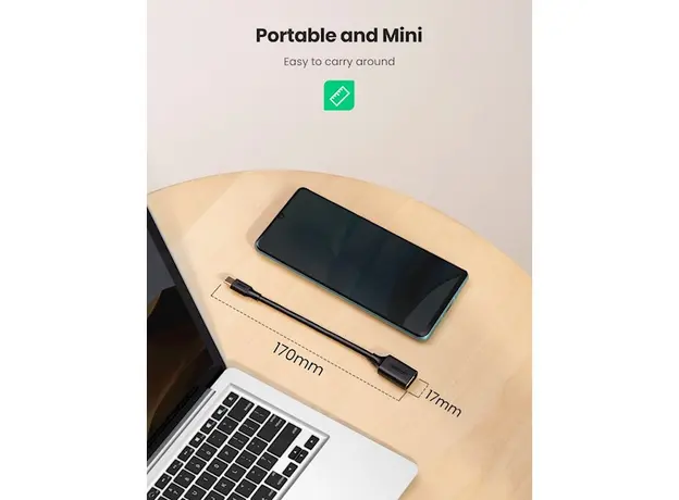 OTG კაბელი UGREEN 30701 USB-C Male to USB 3.0 Female OTG Cable Black USB 3.0 15 cm, 6 image