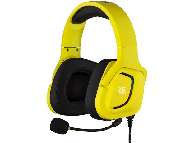 ყურსასმენი 2E HG340 Wired Gaming Headset RGB, USB 7.1, Yellow, 3 image