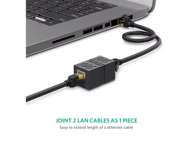ქსელის კაბელის გადასაბმელი UGREEN NW114 (20390) RJ45 Cat7 / 6 / 5e Ethernet Adapter 8P8C Network Extender Extension Cable for Ethernet Female Cable (Black), 4 image