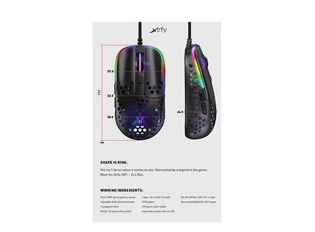 მაუსი XTRFY MZ1 RGB (XG-MZ1-RGB) BLACK, 8 image