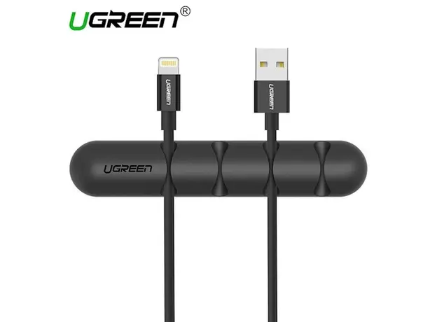 კაბელების მენეჯერი UGREEN LP114 (30762) Cable organizer 2 Pack silicone usb cable winder flexible cable control cable with clips holder for mouse headphones Black