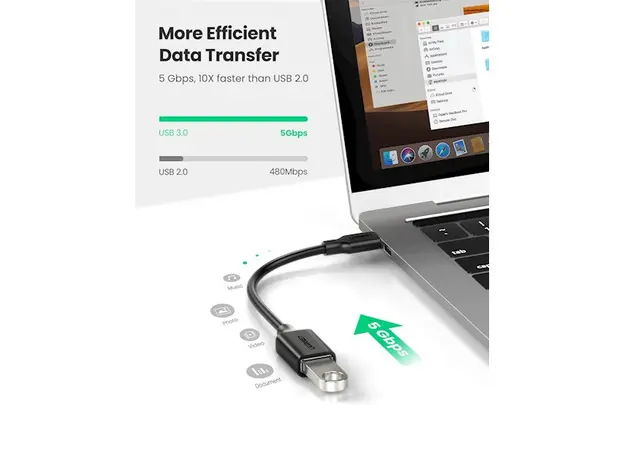 OTG კაბელი UGREEN 30701 USB-C Male to USB 3.0 Female OTG Cable Black USB 3.0 15 cm, 3 image