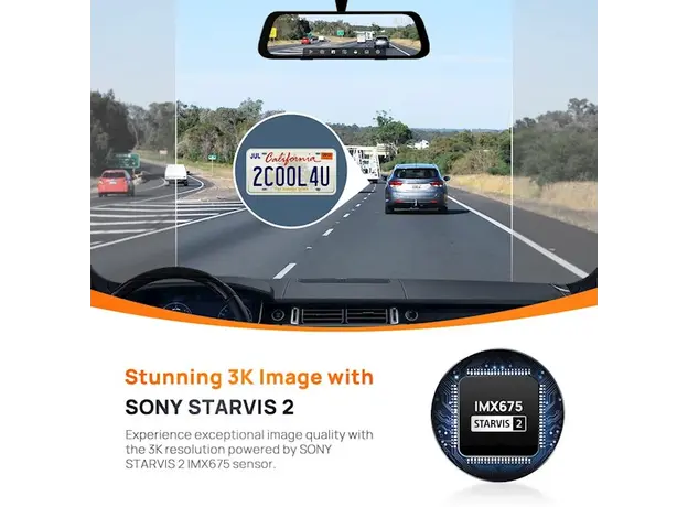 მანქანის ვიდეო რეგისტრატორი Xiaomi 70Mai S500 + RC13, 5MP, 3K, Built In WiFi, 138°, Rearview Dash Cam, Black, 3 image