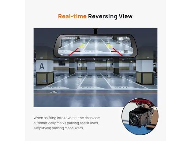 მანქანის ვიდეო რეგისტრატორი Xiaomi 70Mai S500 + RC13, 5MP, 3K, Built In WiFi, 138°, Rearview Dash Cam, Black, 7 image