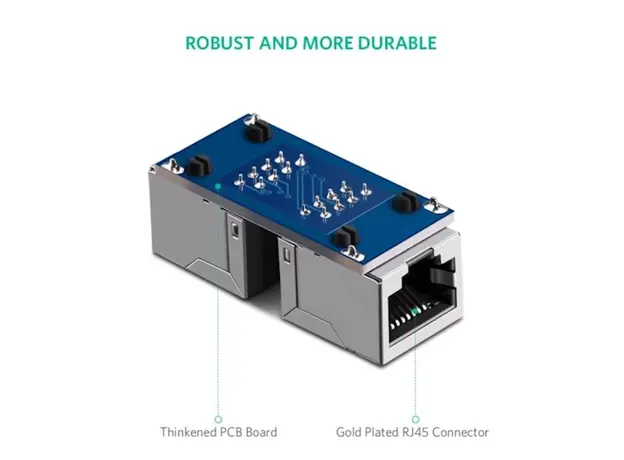 ქსელის კაბელის გადასაბმელი UGREEN NW114 (20390) RJ45 Cat7 / 6 / 5e Ethernet Adapter 8P8C Network Extender Extension Cable for Ethernet Female Cable (Black), 5 image