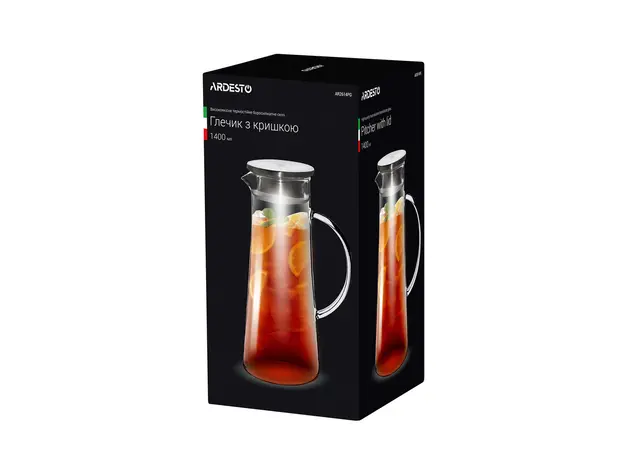 მინის დოქი ARDESTO Pitcher with lid, 1400 ml, borosilicate glass, s/s, 3 image