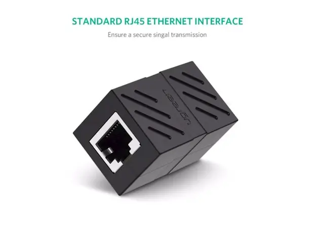 ქსელის კაბელის გადასაბმელი UGREEN NW114 (20390) RJ45 Cat7 / 6 / 5e Ethernet Adapter 8P8C Network Extender Extension Cable for Ethernet Female Cable (Black), 3 image