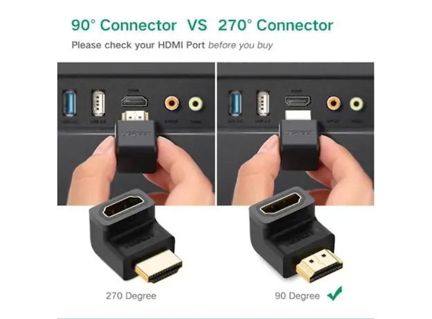 კუთხის HDMI ადაპტერი UGREEN HD112 (20109) HDMI Male to Female Adapter Down, 5 image