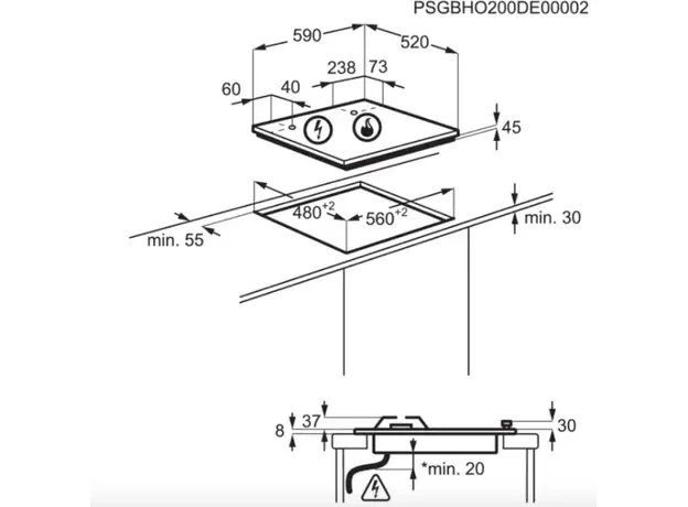 ჩასაშენებელი ზედაპირი Electrolux KGG643753K, 12 image