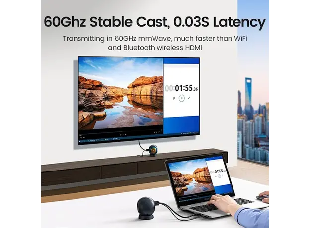 HDMI გადამცემი და მიმღები UGREEN CM438 (80641), 4K Wireless HDMI Transmitter And Receiver, Black, 5 image