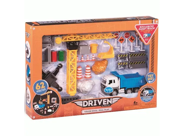 მანქანის კომპლექტი DRIVEN CONSTRUCTION CRANE PLAY SET