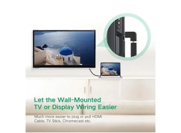 კუთხის HDMI ადაპტერი UGREEN HD112 (20109) HDMI Male to Female Adapter Down, 4 image