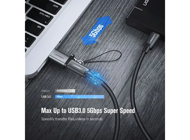 USB ადაპტერი UGREEN US276 (50533) USB3.0 to USB-C Adapter, Gray, 4 image