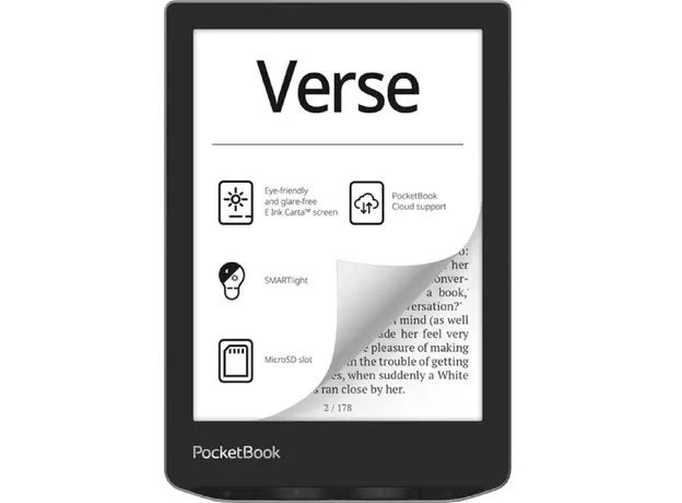 ელექტრონული წიგნი PocketBook PB629-M-CIS 629 Verse, 6", 8GB, 512MB, Wi-Fi, E-Book Reader, Mist Grey, 2 image