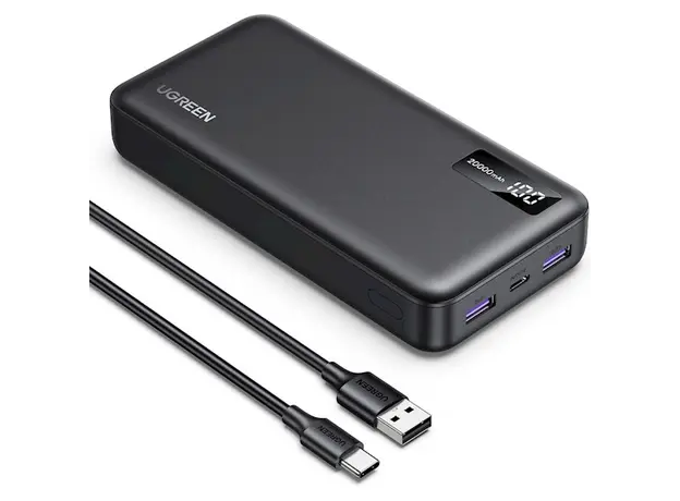 პორტატული დამტენი UGREEN PB312(25683), 20000mAh, USB Type-C, USB, Two-way Power Bank, Black, 2 image