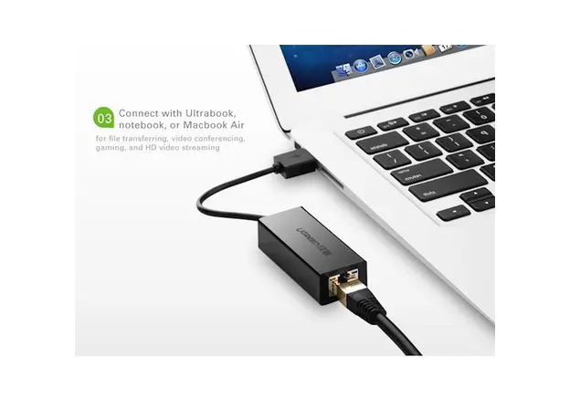 ლან ადაპტერი UGREEN EA20254 (20254) USB to LAN 10/100Mbps Ethernet Adapter (Black), 4 image
