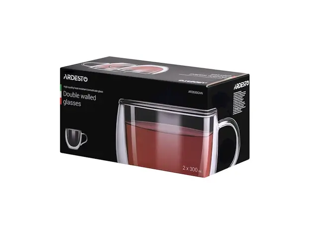 ჭიქები ARDESTO Double wall borosilicate glass mug set Ardesto, 300 ml, 3 image
