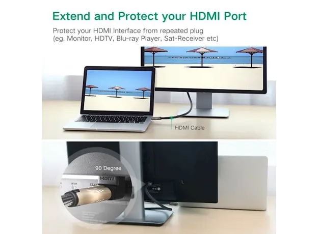 კუთხის HDMI ადაპტერი UGREEN HD112 (20109) HDMI Male to Female Adapter Down, 6 image