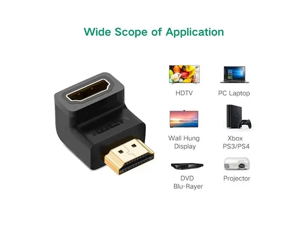 კუთხის HDMI ადაპტერი UGREEN HD112 (20109) HDMI Male to Female Adapter Down, 7 image