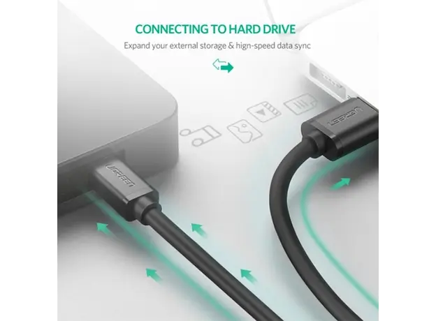 USB კაბელი UGREEN US132 (10386) USB 2.0 A Male to Mini 5 Pin Male Cable 3m (Black), 5 image