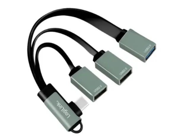 ადაპტერი Logilink UA0361 USB-C Hub, 90° USB-C plug to 2x USB