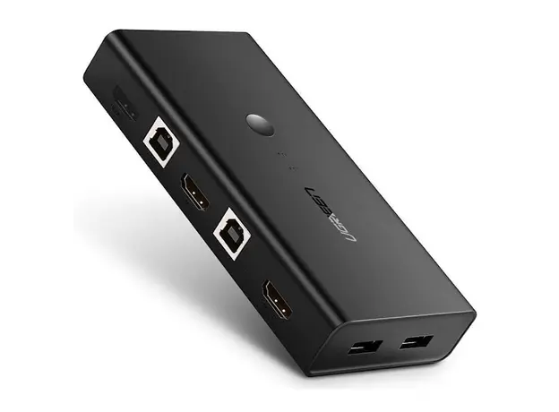 KVM სვიჩი UGREEN CM200 (50744), HDMI 2 IN 1 KVM Switcher, 4K*2K@30HZ, Black