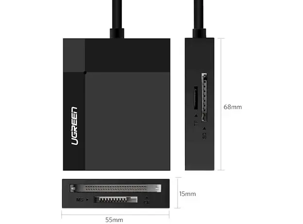 ბარათის წამკითხველი UGREEN CR125 (30333) USB 3.0 All-in-One Card Reader 0.5M, 7 image