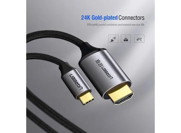 HDMI კაბელი Ugreen MM142 (50570) USB C HDMI Cable Type C to HDMI 1.5M Thunderbolt 3 for MacBook Samsung Galaxy S9 / S8 Huawei Mate 10 Pro P20 USB-C HDMI Adapter  Type C to HDMI Cable  1.5M, 3 image