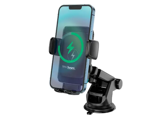 მანქანის სამაგრი Hoco S35 Smart alignment wireless charging car holder Black, 4 image