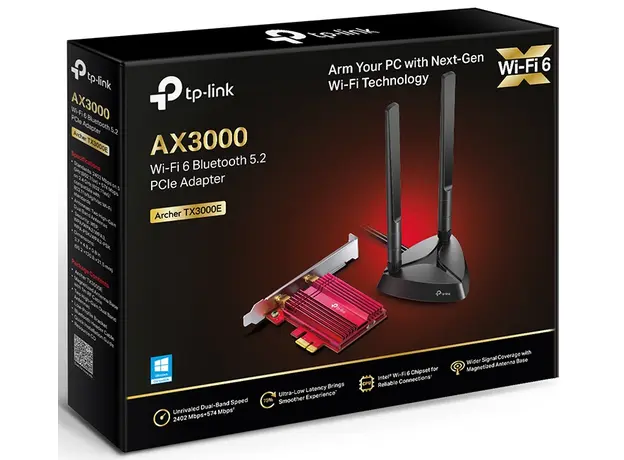 Wi-Fi ადაპტერი TP-Link Archer AX3000E Wi-Fi 6 Bluetooth 5.2 PCIe Adapter, 5 image