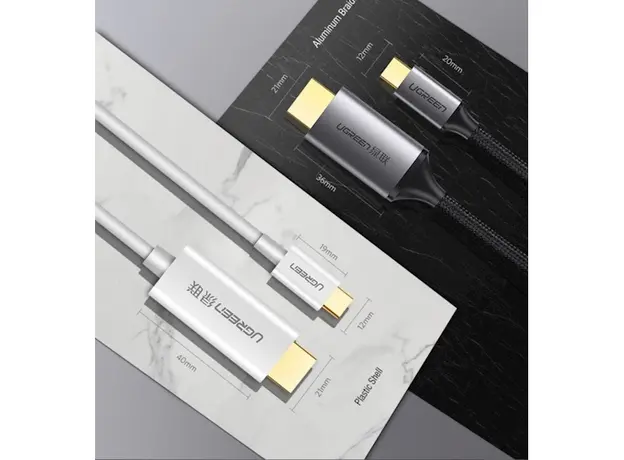 HDMI კაბელი Ugreen MM142 (50570) USB C HDMI Cable Type C to HDMI 1.5M Thunderbolt 3 for MacBook Samsung Galaxy S9 / S8 Huawei Mate 10 Pro P20 USB-C HDMI Adapter  Type C to HDMI Cable  1.5M, 4 image