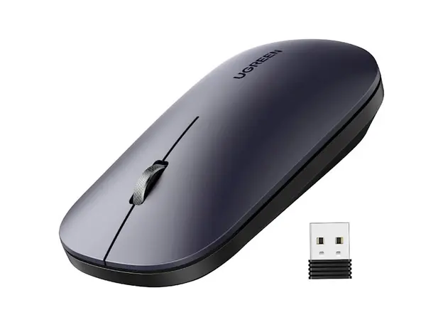 მაუსი UGREEN MU001 (90372) Wireless 2.4G Slim Silent Mouse, 4000DP, Light Black