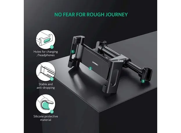 პლანშეტის დამჭერი UGREEN LP160 (60108) Car Headrest Mount Holder, Black, 6 image