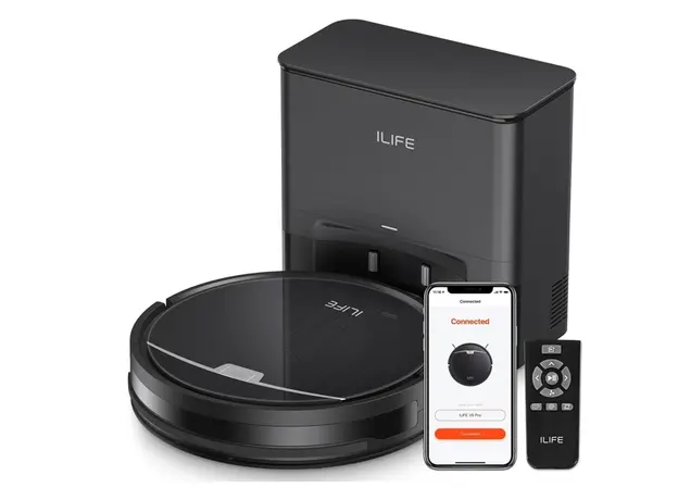 რობოტი მტვერსასრუტი მშრალი და სველი წმენდით Ilife V9 Pro, 3000Pa, Gyroscope Navigation, Self-Empty Robotic Vacuum Cleaner With APP Control, Black, 2 image