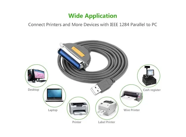 პრინტერის კაბელი UGREEN CR124 (20225) USB to CN36 IEEE1284 Parallel Printer Cable 2m, 7 image