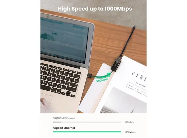 ლან ადაპტერი UGREEN CR111 (20256) USB 3.0 to RJ45 Gigabit Ethernet Adapter, Black, 4 image