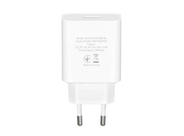 მობილურის დამტენი 2Е-WC1USB18W-W, Wall Charger USB QC3.0 DC5V/3A, Max 18W, White, 4 image