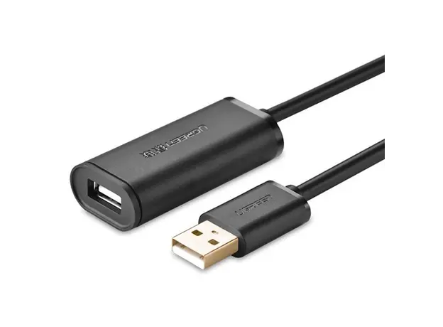 USB დამაგრძლებელი UGREEN US121 (10323) USB 2.0 Active Extension Cable with Chipset 15m (Black), 3 image